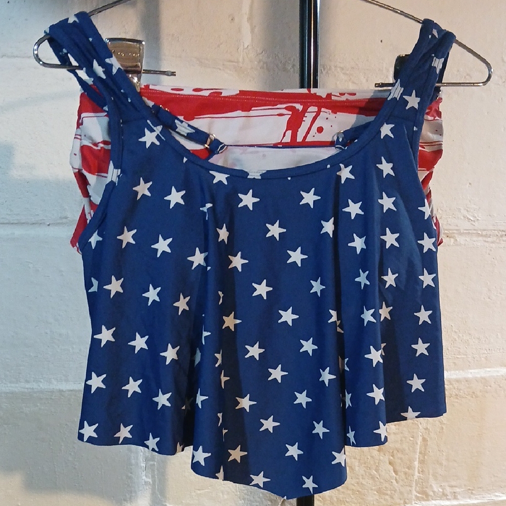 Navy Star-Patterned Bikini Top